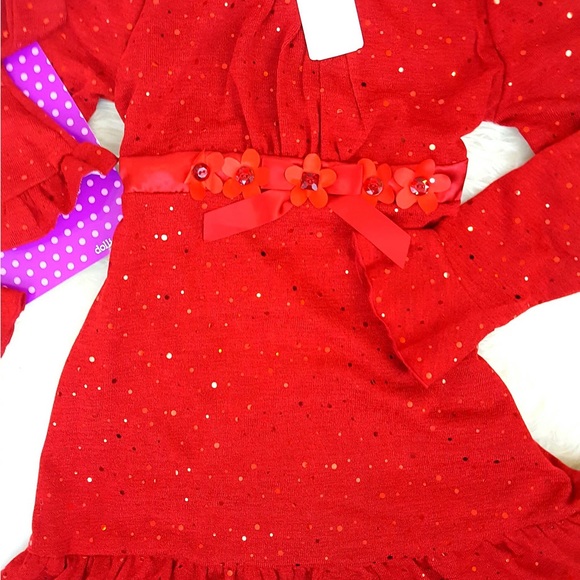 New 12 Plus DOLLIE ME Red Dress Christmas Matching Outfit 18" American Girl Doll - Picture 9 of 16